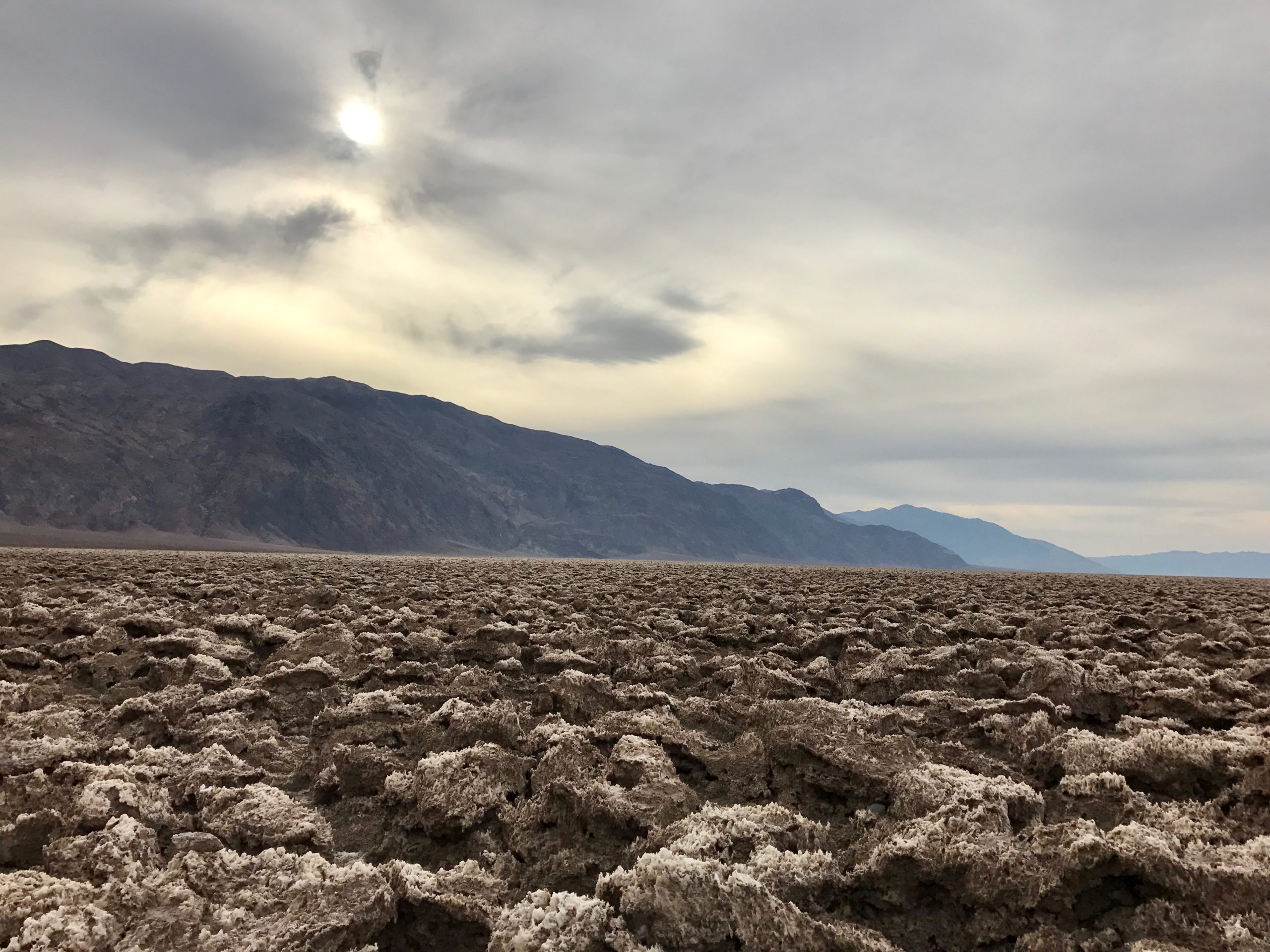 Death Valley desert on cloudy day