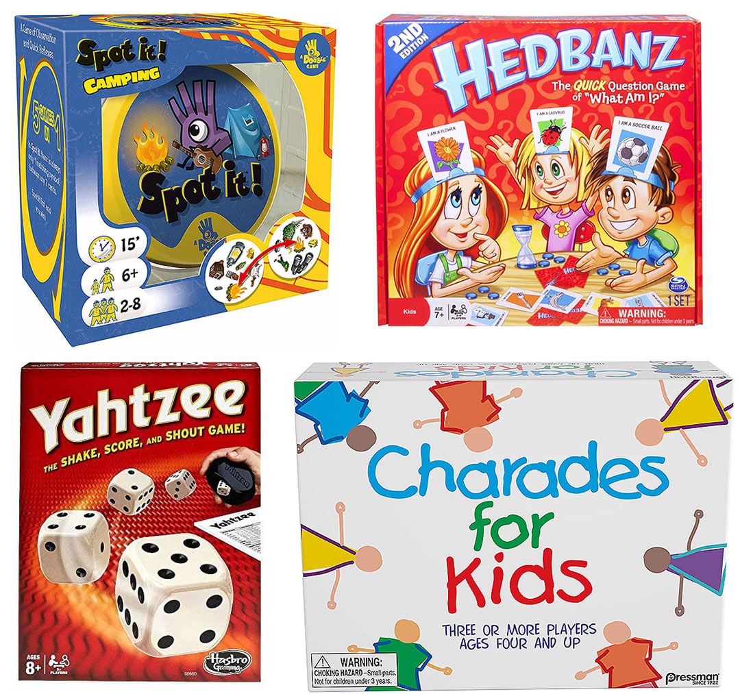 Four game boxes spot it! hedbanz yahtzee charades for kids