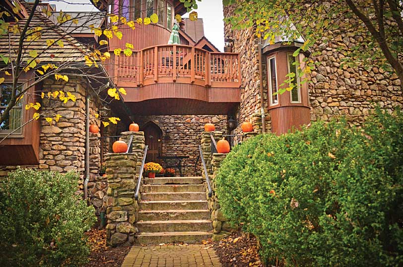 Landoll’s Mohican Castle is shown with pumpkins on display for the fall