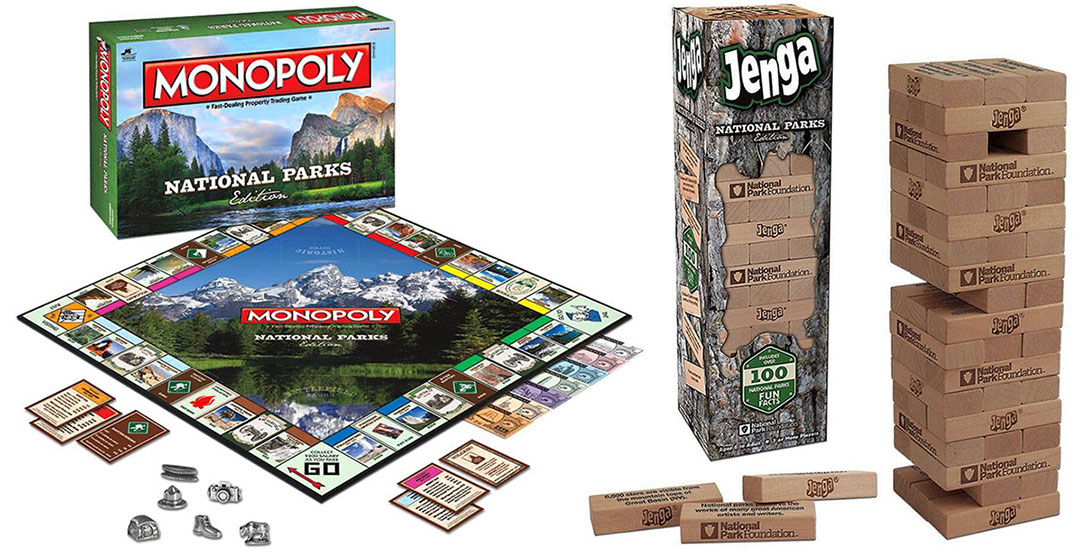 National Park versions of Monopoly and Jenga.