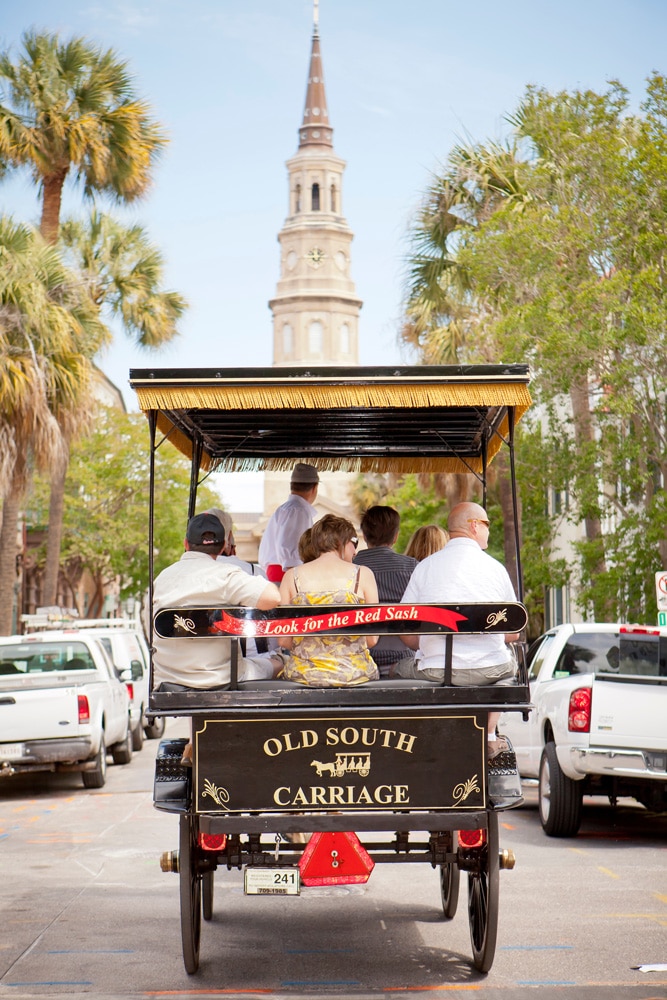 An Old South carriage takes visitors on a tour of Charleston