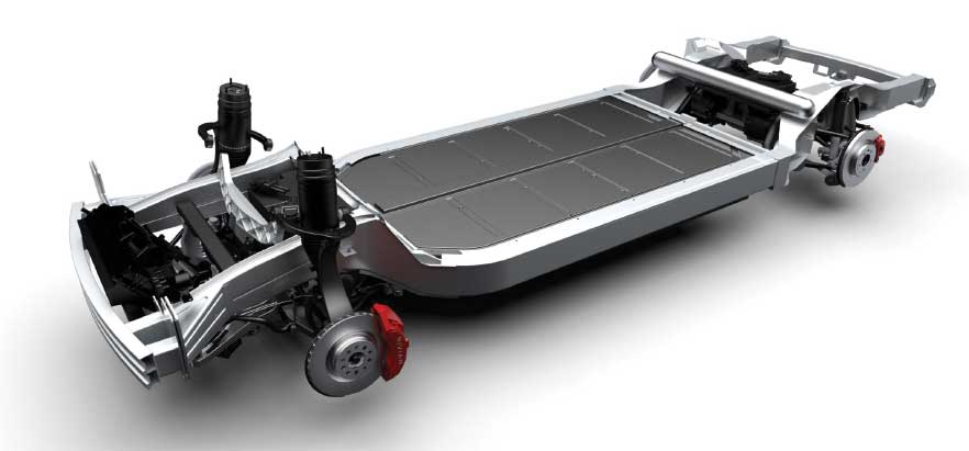 Rivian’s flexible “skateboard” chassis 