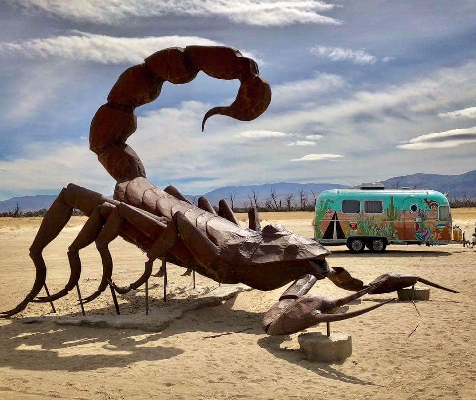 Large metal scorpion art sculpture in Anza Borrego