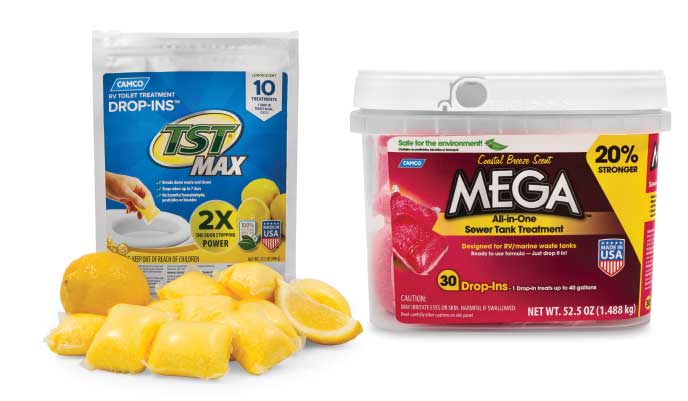 TST Max and MEGA sewage drop-in tablets tubs