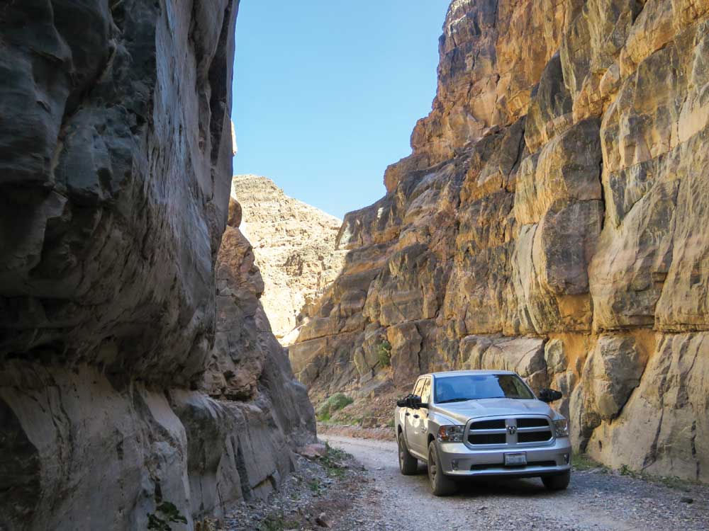 Leave your RV at the campground before navigating the tight passages and towering rock walls of the Titus Canyon Narrows, a spectacularly scenic but challenging backcountry stretch.