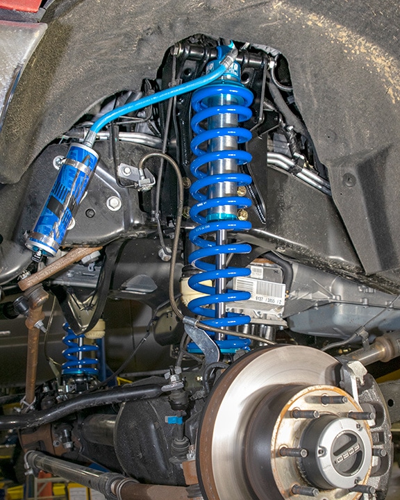 King coil-overs installed on Ford truck.