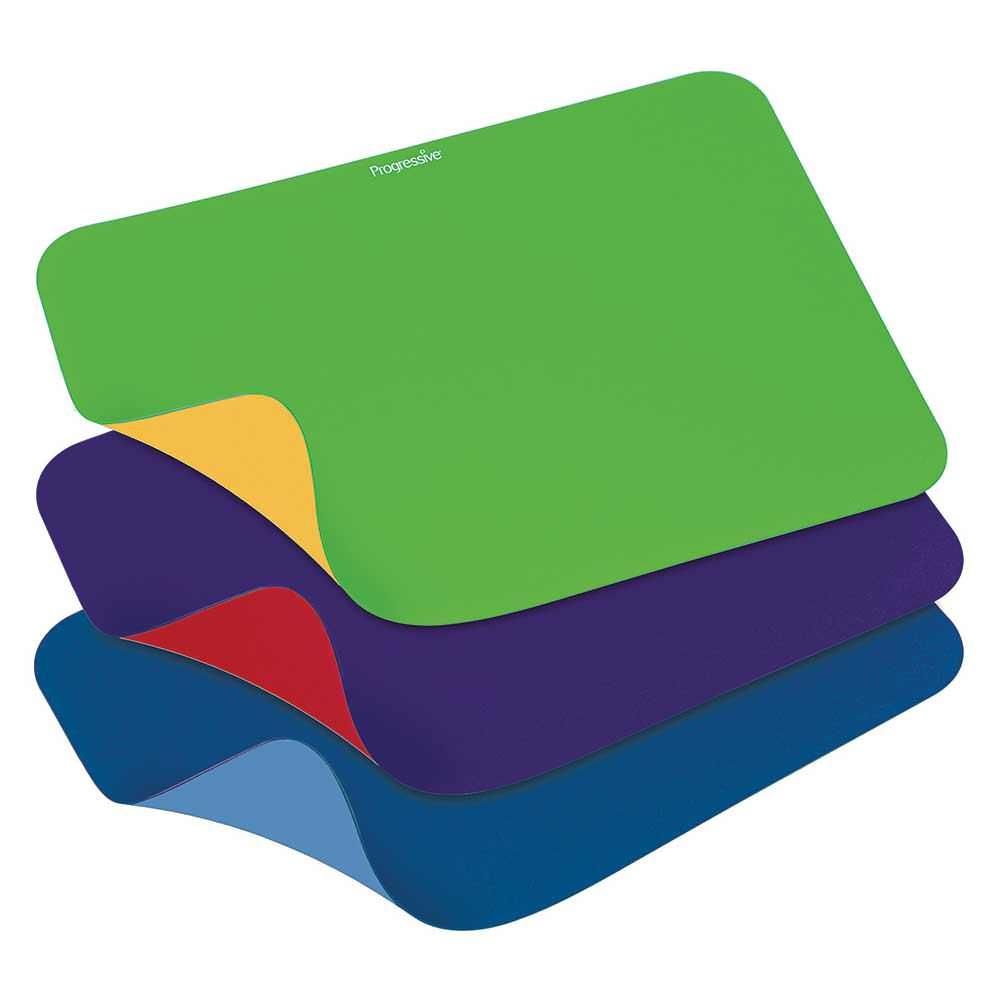 Double-sided mats in yellow and green, purple and red 