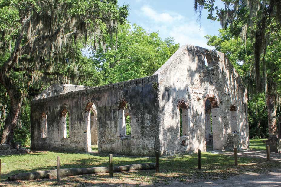 The Chapel of Eaves was constructed in 1740 for planters who lived too far away to attend regular services at The Parish Church of St. Helena.