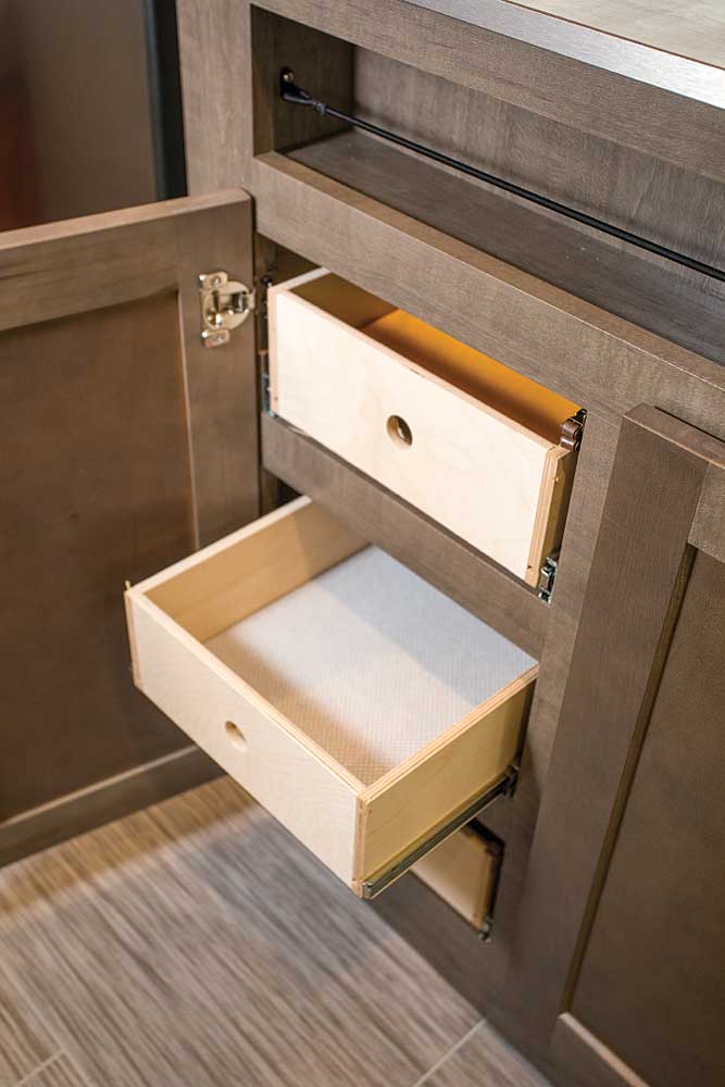 No-Boundaries travel trailer interior drawers