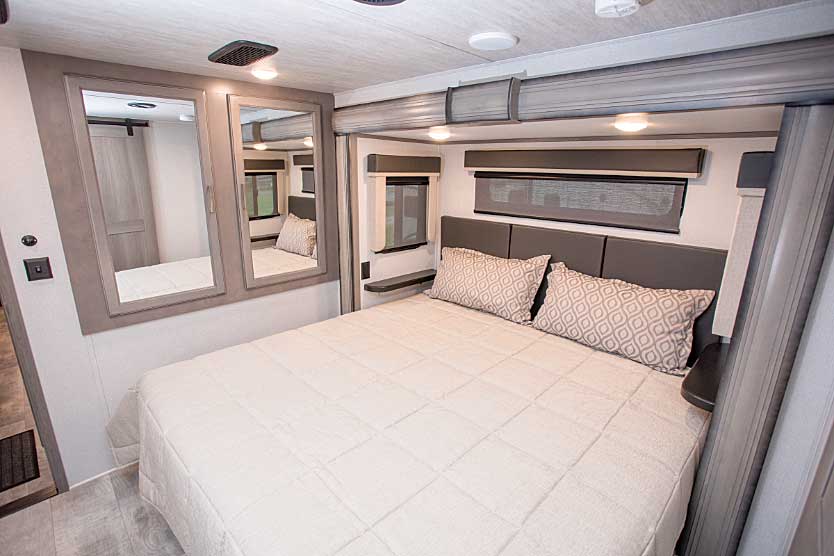 Keystone Montana 3931FB fifth-wheel travel trailer bedroom