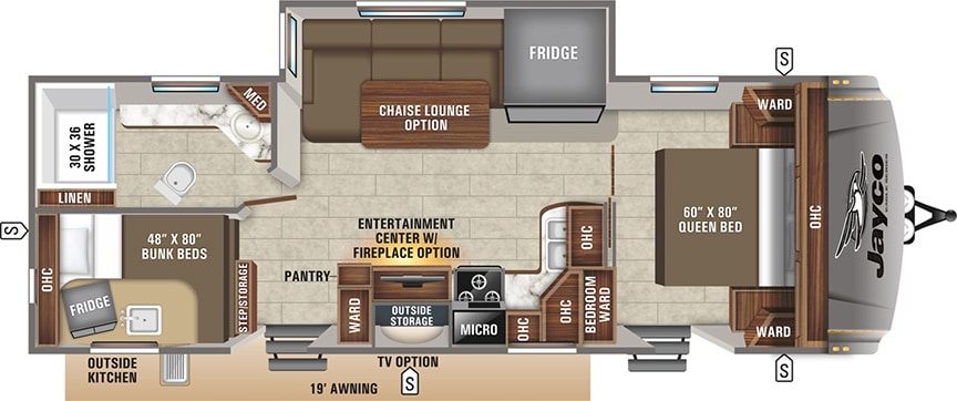 Floorplan showing optional chaise lounge