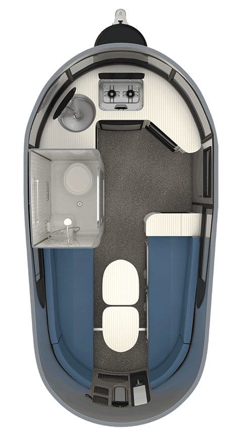 Floorplan drawing of Basecamp trailer.