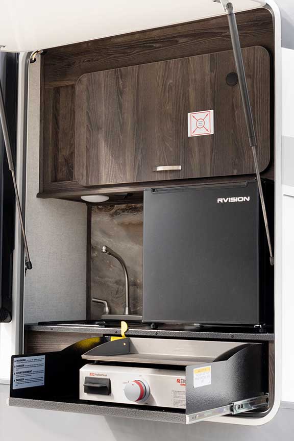 Exterior kitchen in Open Range 322RLS travel trailer