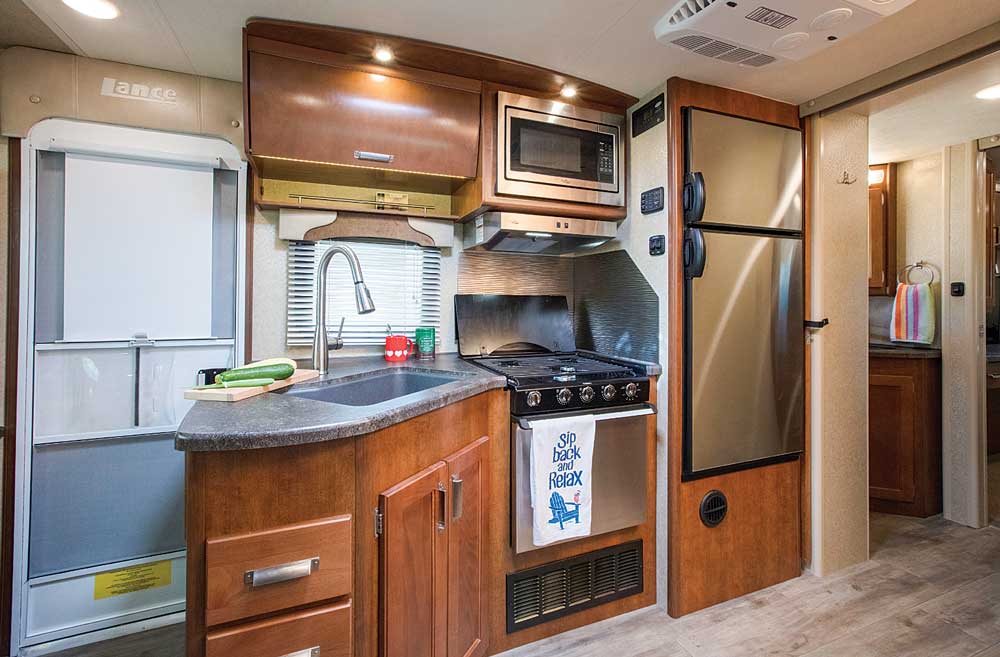 Interior, galley area of Lance 2465 Travel Trailer