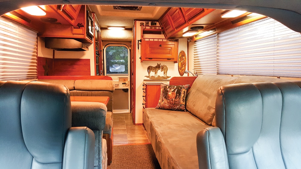 he interior of this diminutive RV is surprisingly open. 