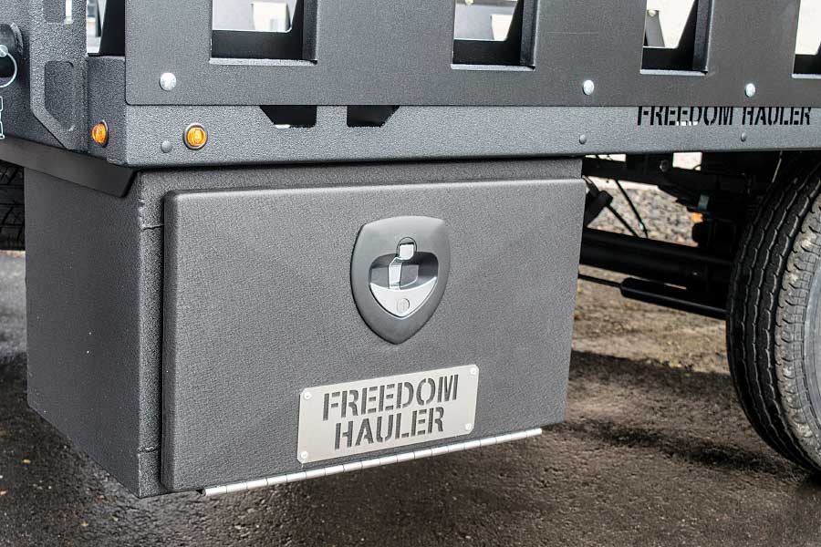 Photo shows under-deck-mounted toolbox
