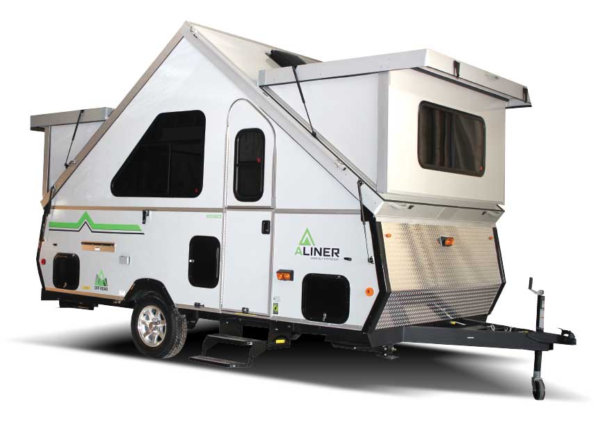 Exterior photo of Aliner-Expedition a-frame trailer in raised position