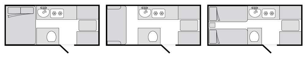floorplan options for Aliner-Expedition a-frame trailer