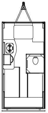 Line drawing floorplan of Alto R1723 trailer