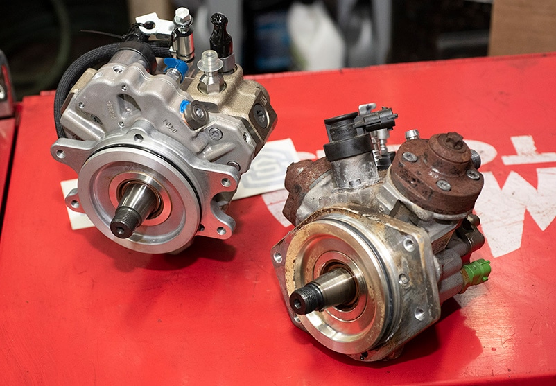 CP3 (left) and CP4.2 (right) diesel fuel-injection pumps.