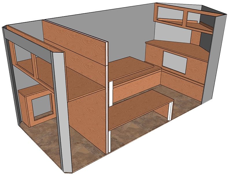 3D-look floorplan of trailer