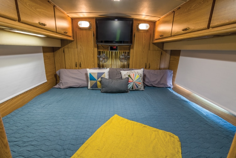 The comfortable king bed is the main feature in the Newell’s rear bedroom.