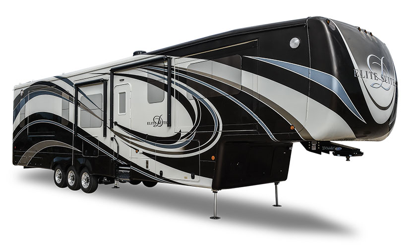 Nice brown, tan and blue design fifth wheel RV