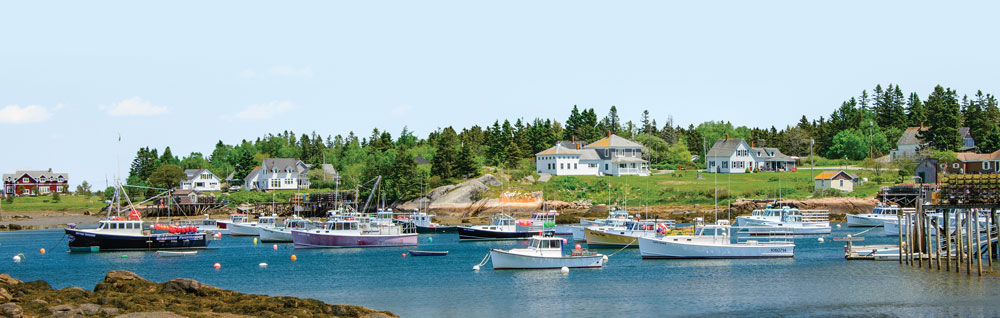 he Schoodic National Scenic Byway passes several iconic Maine harbors filled with lobster boats.