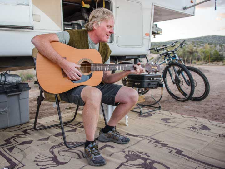 Hobbies like playing the guitar and riding rails-to-trails bike paths give shape and purpose to year-round travel.