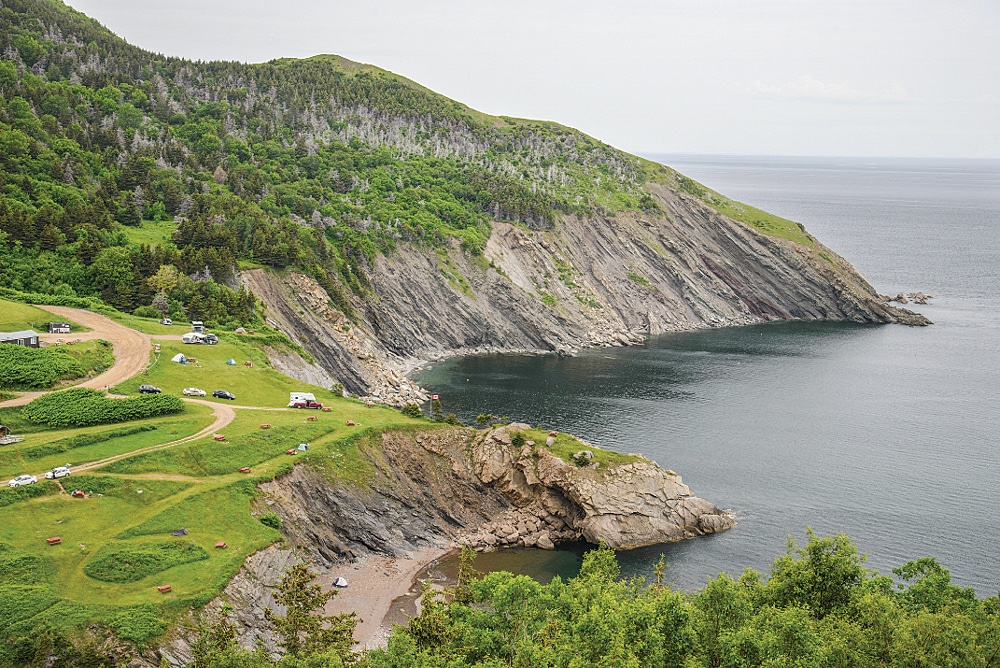 Meat Cove Campground is perched high above the sea on Cape Breton Island.