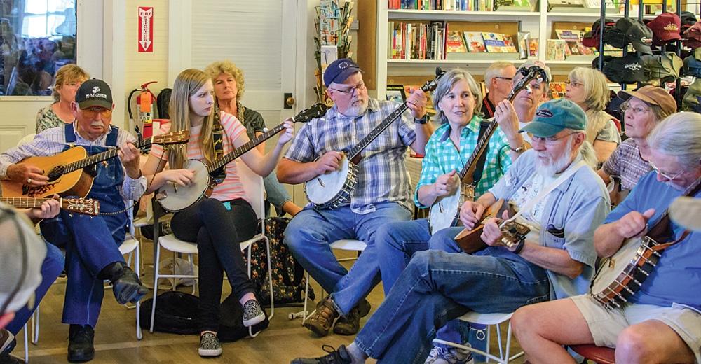  Free bluegrass jam sessions delight at Floyd Country Store, where a sign declares “Loitering allowed.” 