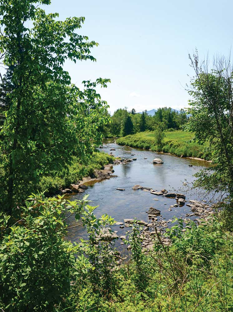 The Israel River makes its rocky way east of Lancaster near three antique bridges.