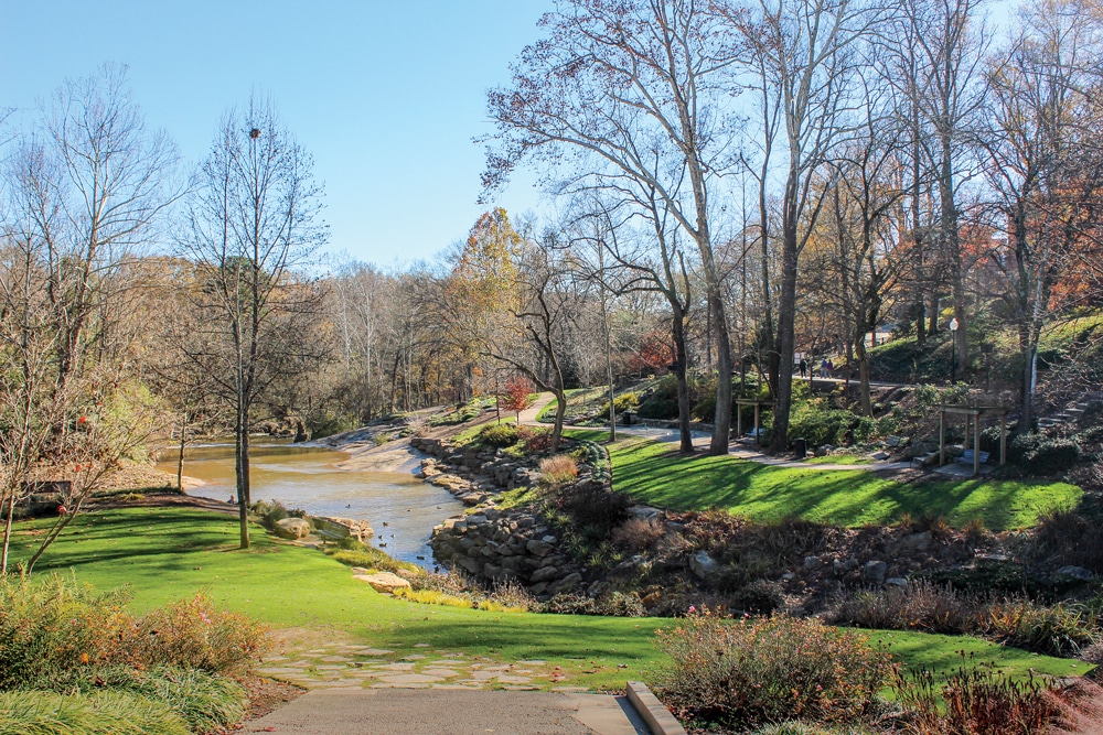 Falls Park, located in downtown Greenville’s historic West End, is a great central point for many of the city’s recreational opportunities.