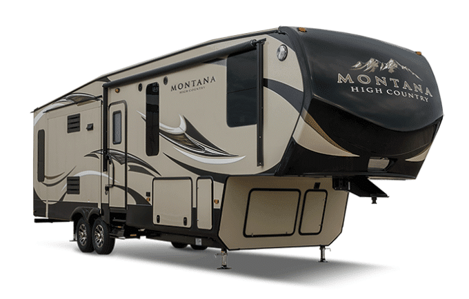 Keystone Montana beige and brown fifth wheel