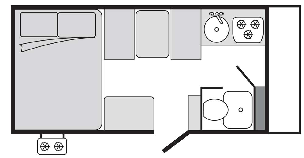 floorplan of Flagstaff a-frame trailer