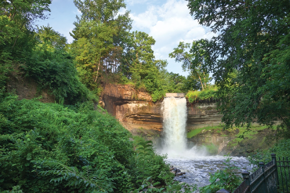 Grand Rounds circles Minneapolis and comes to a city park with Minnehaha Falls as its centerpiece.