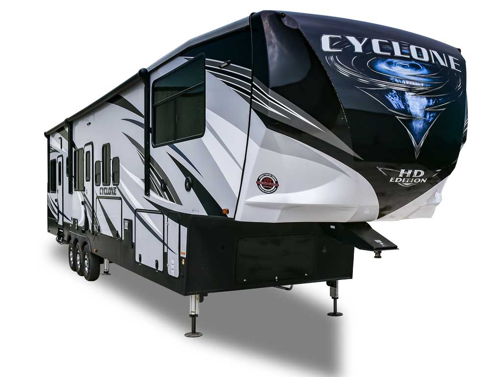 Heartland Cyclone 4101 King Toy Hauler RV exterior view