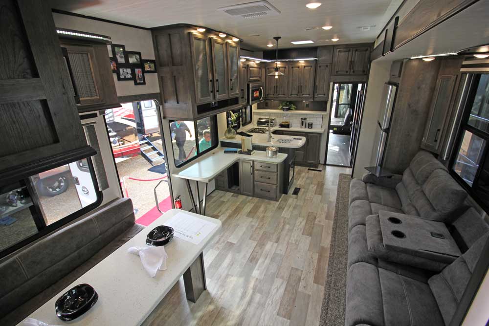 overal interior view of Heartland Cyclone 4101 King Toy Hauler RV