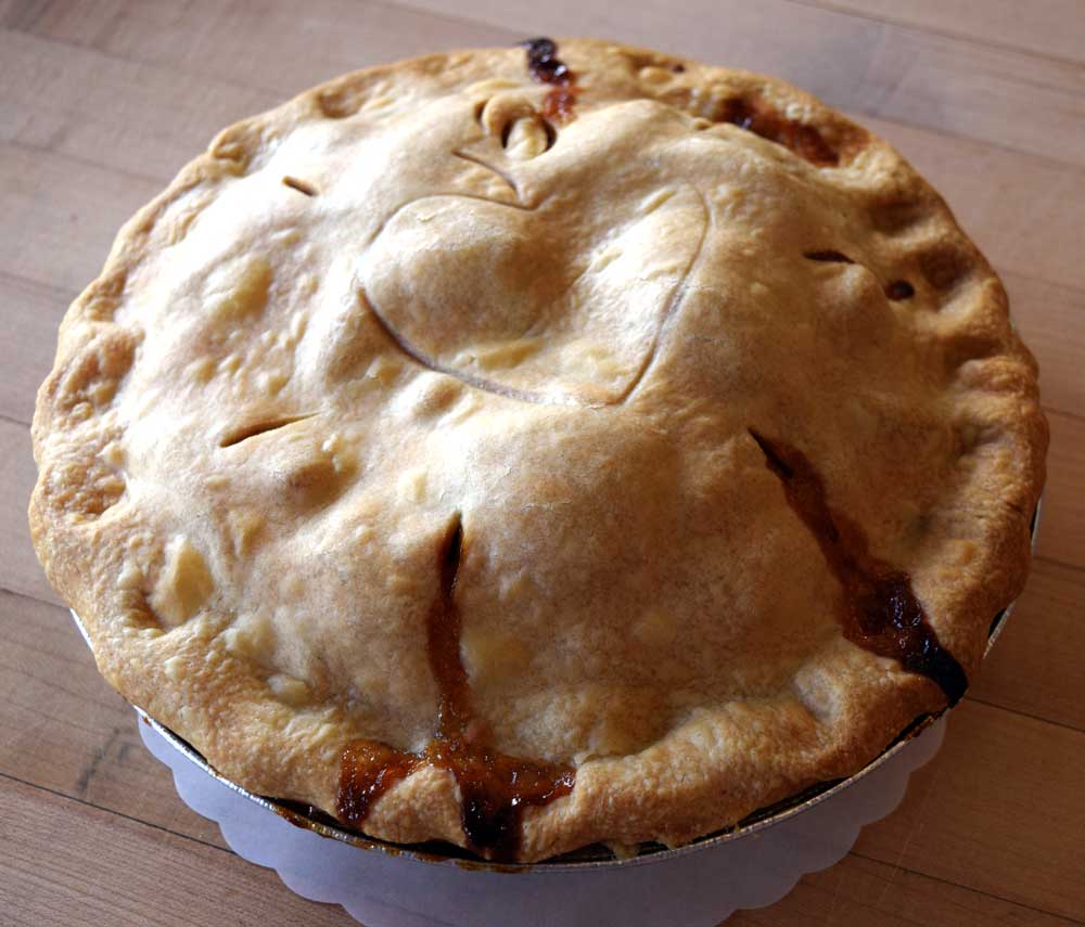 Homemade Apple Pie with apple heart design