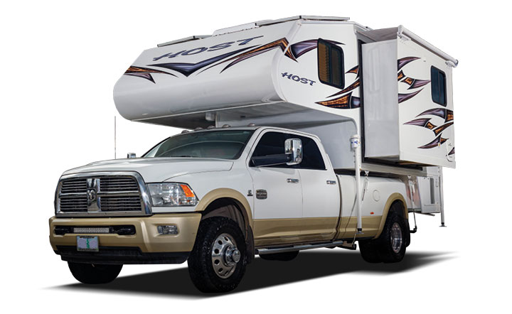 Host slide-in camper on Ram truck