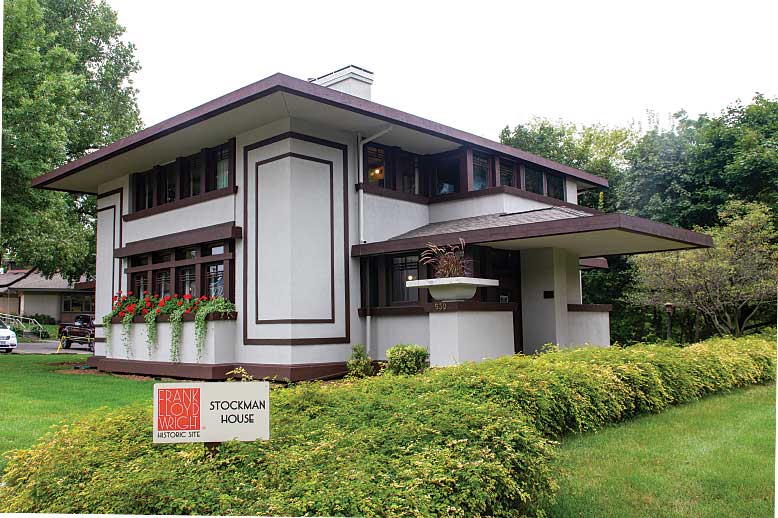 The Stockman House, an iteration of the house Frank Lloyd Wright introduced in a Ladies’ Home Journal article in 1907 entitled “A Fireproof Home for $5,000.”