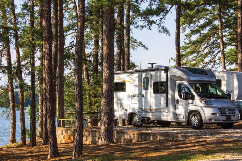 The Winnebago was right at home at South Cove County Park on Lake Keowee. 