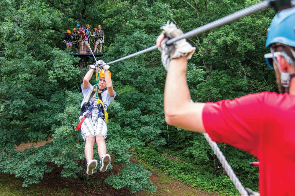 Ziplining on the Canopy Tour at Wildwater Adventures Center in Long Creek. 