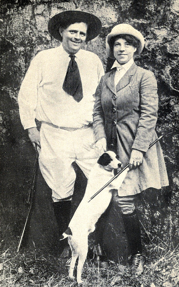 ack and Charmian London posed at Beauty Ranch with their dog, Possum, shortly before London’s death in 1916.