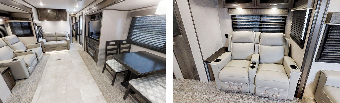 Two interior views of the Jayco Jay Flight 31MLS travel trailer.