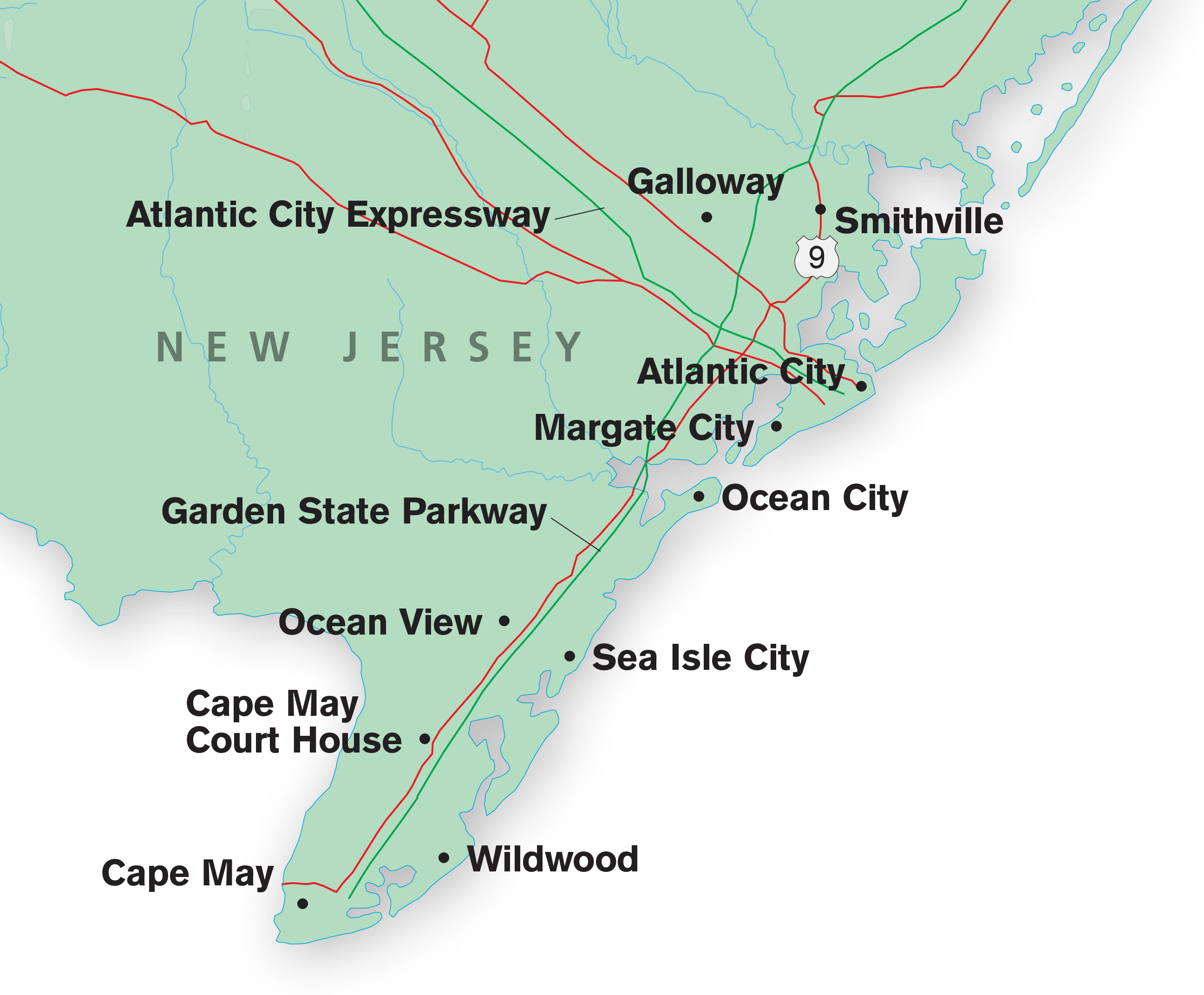 Map Of The Jersey Shoreline