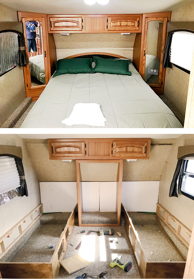 Rv Makeover Twin Bed Transformation, How To Build A Rv Bed Frame