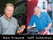 Two men - Ken Freund and Jeff Johnston - standing near truck