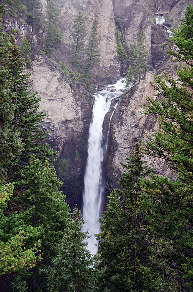 Plummeting 132 feet into a canyon, Tower Fall is one of the most popular waterfalls in Yellowstone National Park.