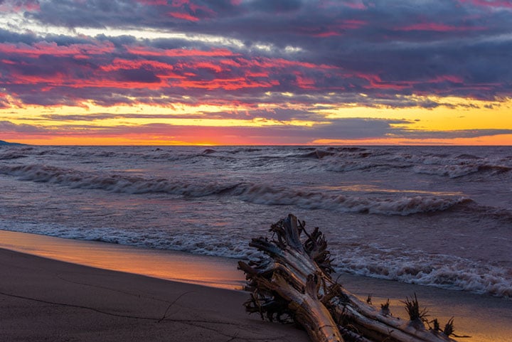 Sunset over Lake Superior in Ontonagon, MIchigan